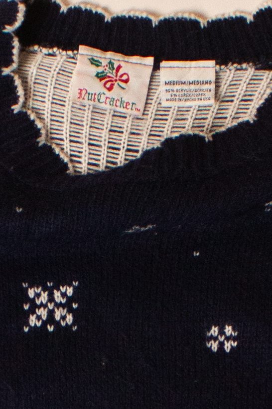 Vintage Navy Blue Snowmen Ugly Christmas Sweater (1990s)
