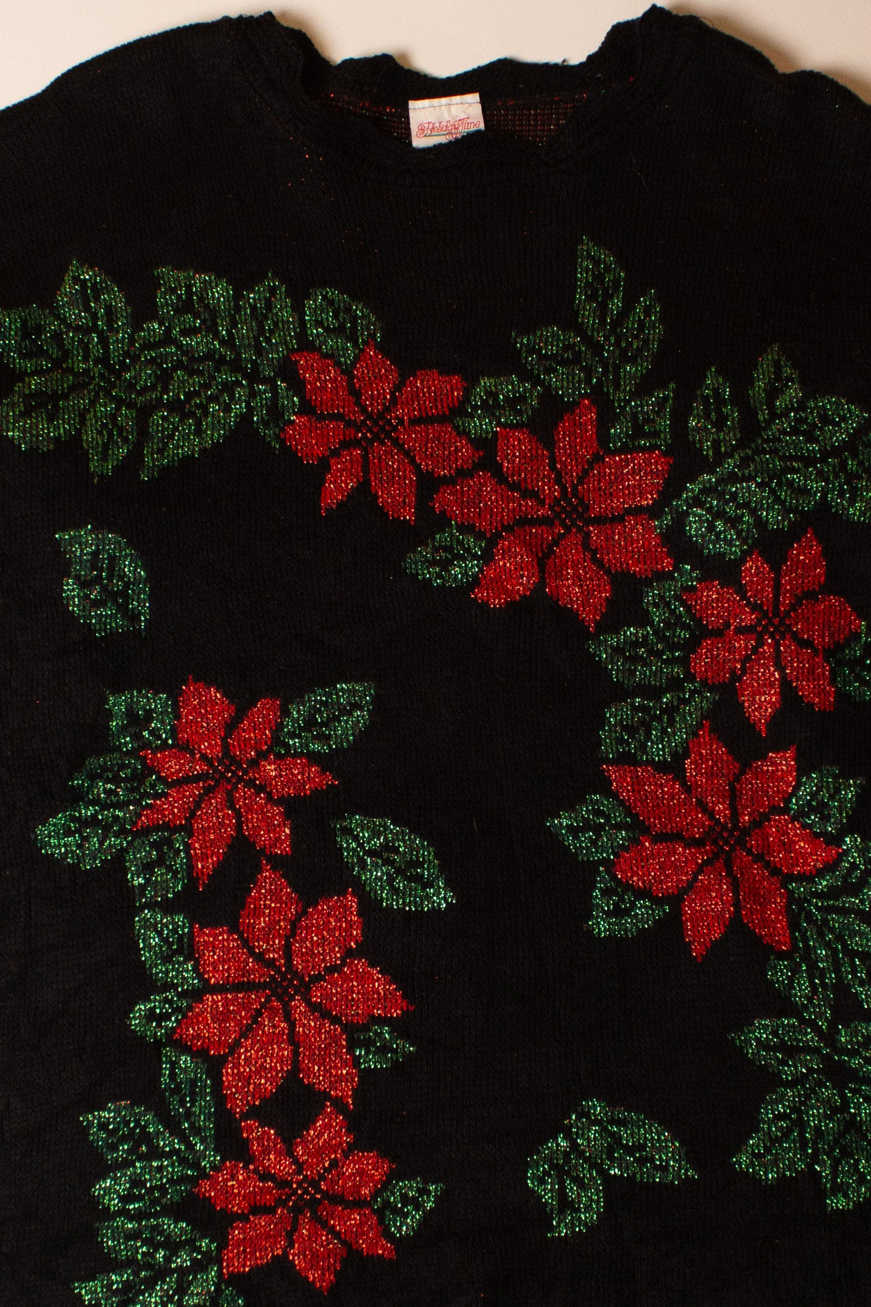 Vintage Metallic Flowers Christmas Sweater (1990s)