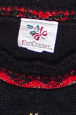 Vintage Wreath Poinsettia and Holly Pullover Ugly Christmas Sweater (2000s)