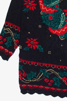 Vintage Wreath Poinsettia and Holly Pullover Ugly Christmas Sweater (2000s)