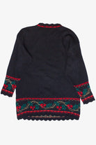 Vintage Wreath Poinsettia and Holly Pullover Ugly Christmas Sweater (2000s)