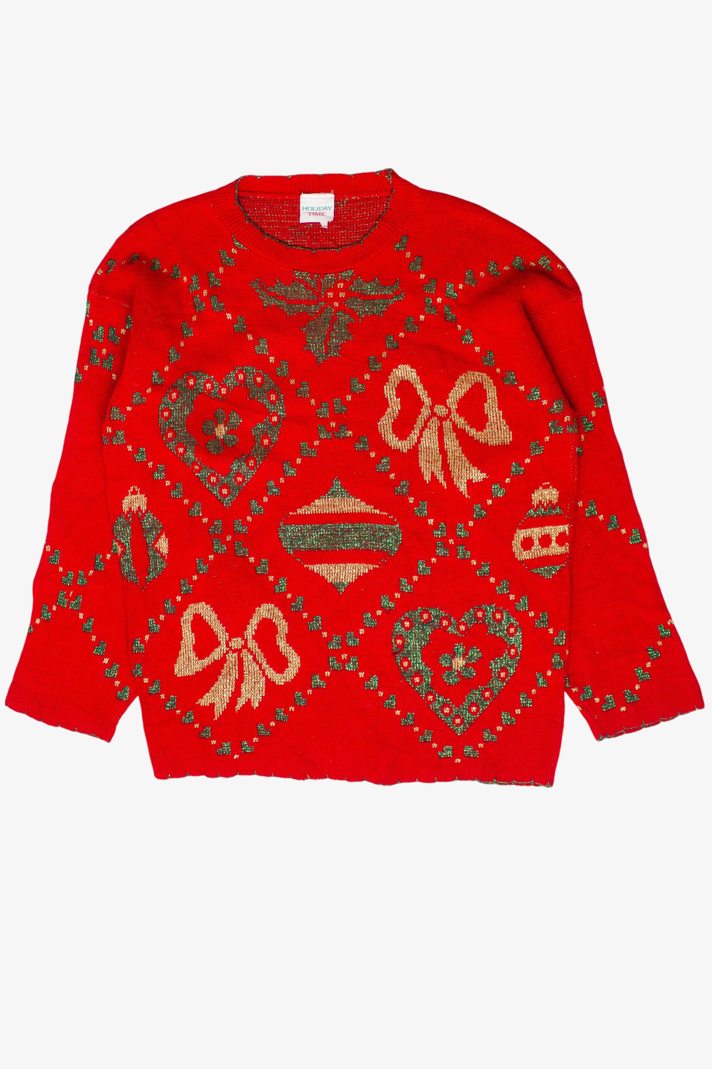 Vintage Holiday Time Metallic Ornament Pattern Ugly Christmas Sweater (1980s)