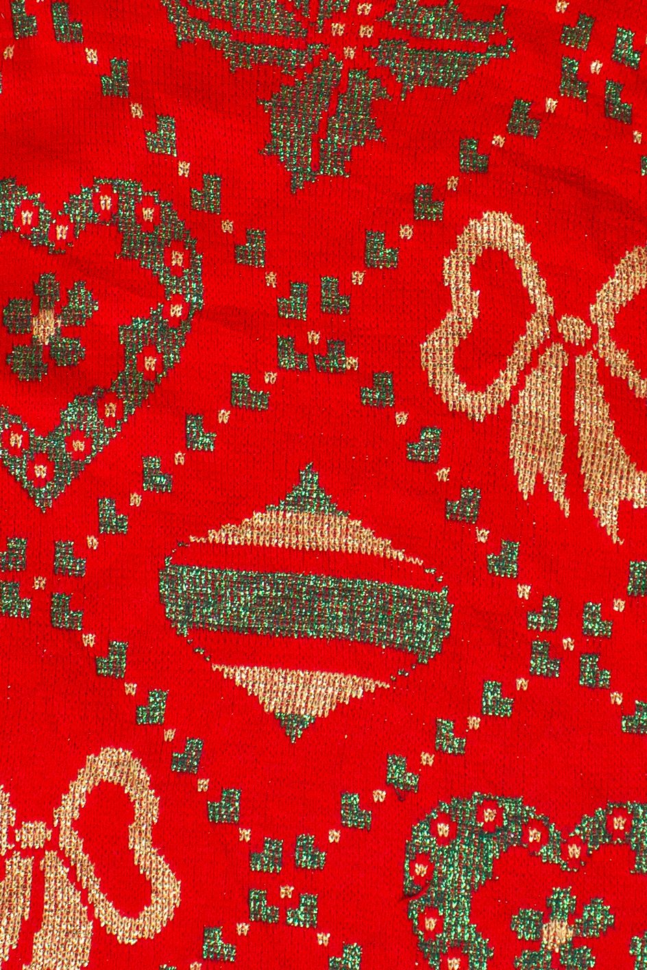 Vintage Holiday Time Metallic Ornament Pattern Ugly Christmas Sweater (1980s)