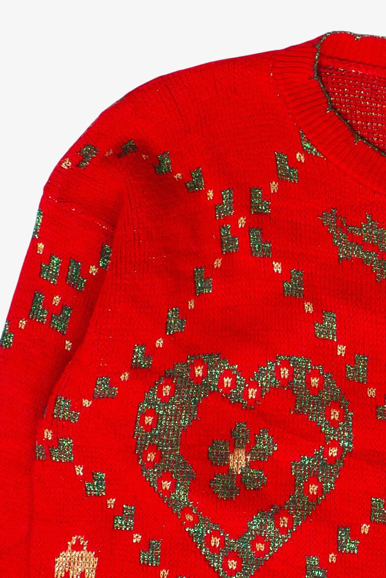 Vintage Holiday Time Metallic Ornament Pattern Ugly Christmas Sweater (1980s)