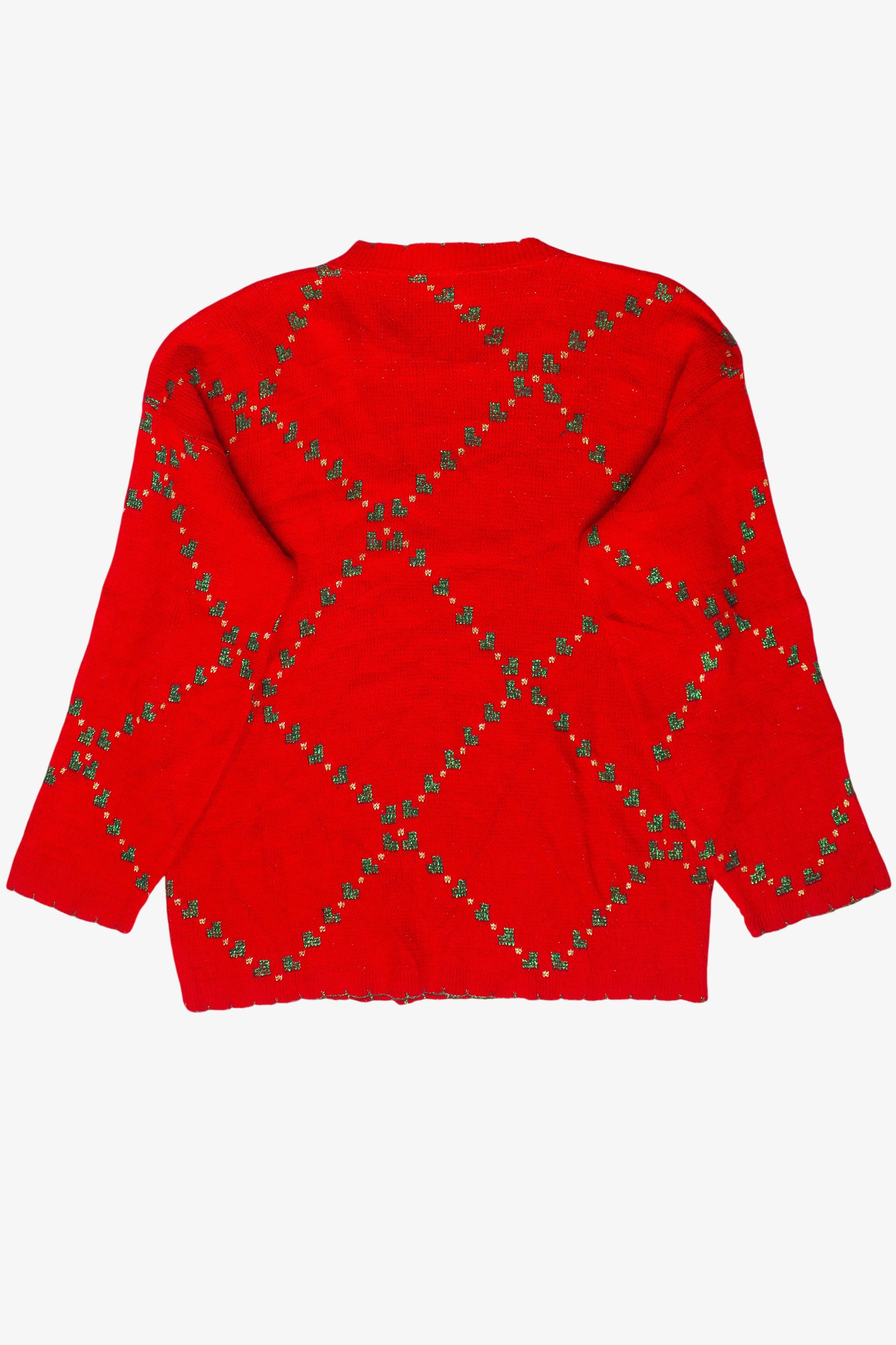 Vintage Holiday Time Metallic Ornament Pattern Ugly Christmas Sweater (1980s)