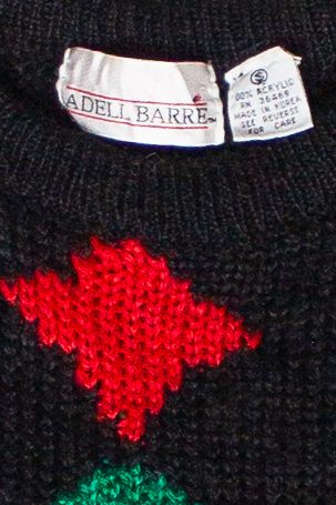 Vintage Adell Barre Pom Pom Christmas Tree Knit Ugly Christmas Sweater (1980s)