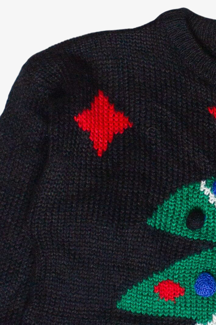 Vintage Adell Barre Pom Pom Christmas Tree Knit Ugly Christmas Sweater (1980s)