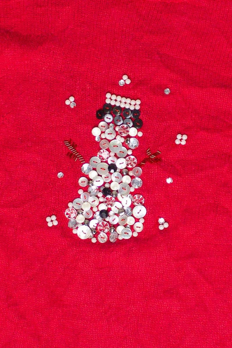 Vintage Casual Options Button Bling Snowman Ugly Christmas Sweater (1990s)