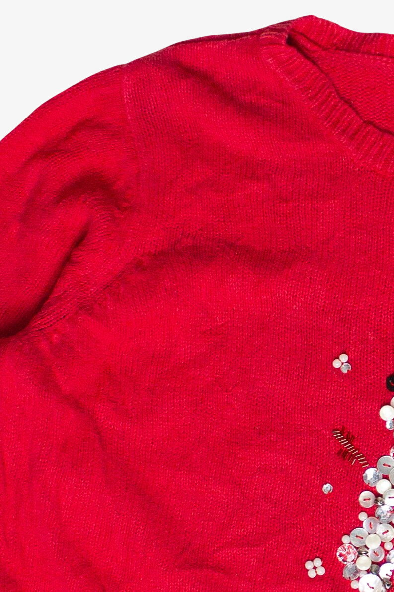 Vintage Casual Options Button Bling Snowman Ugly Christmas Sweater (1990s)