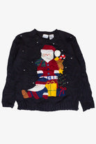 Vintage Bobbie Brooks Felt Patch Santas Ugly Christmas Sweater (2000s)