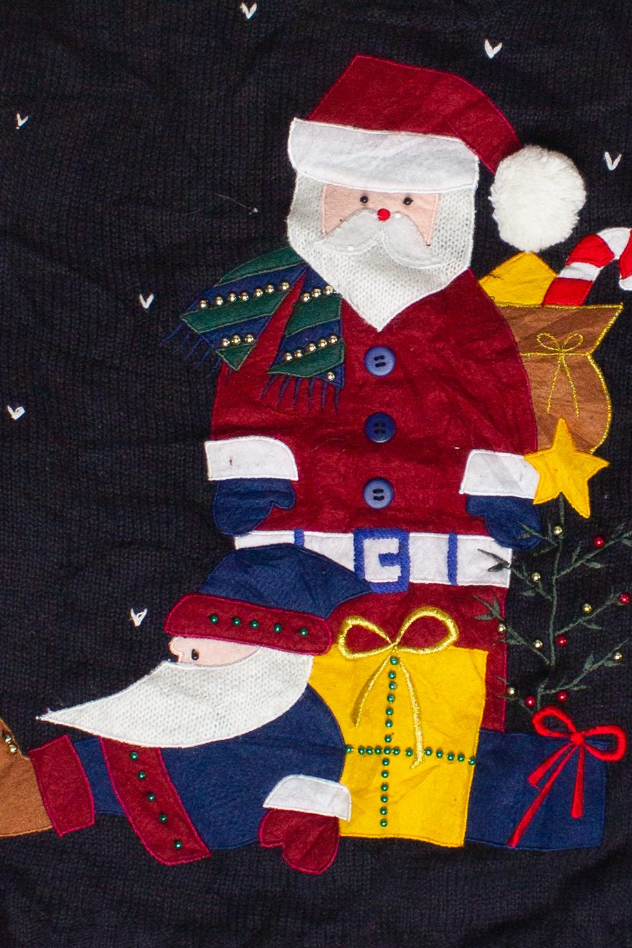 Vintage Bobbie Brooks Felt Patch Santas Ugly Christmas Sweater (2000s)