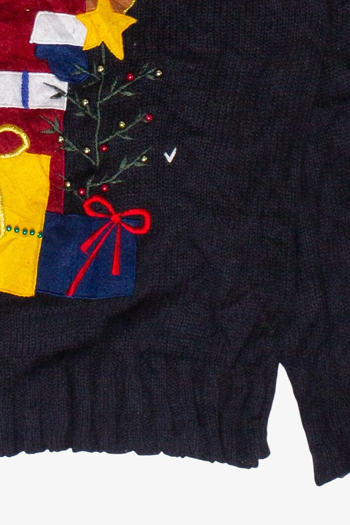 Vintage Bobbie Brooks Felt Patch Santas Ugly Christmas Sweater (2000s)