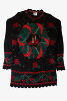 Vintage Nutcracker Wreath Ugly Christmas Sweater (1990s)
