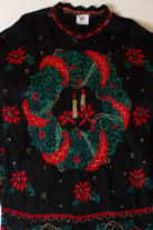 Vintage Nutcracker Wreath Ugly Christmas Sweater (1990s)