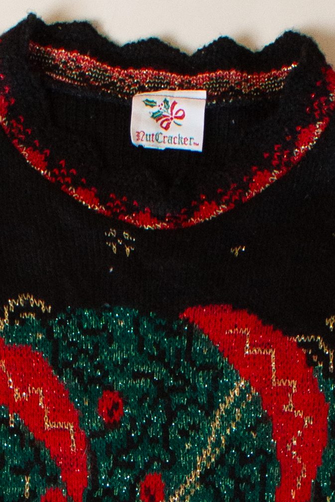Vintage Nutcracker Wreath Ugly Christmas Sweater (1990s)