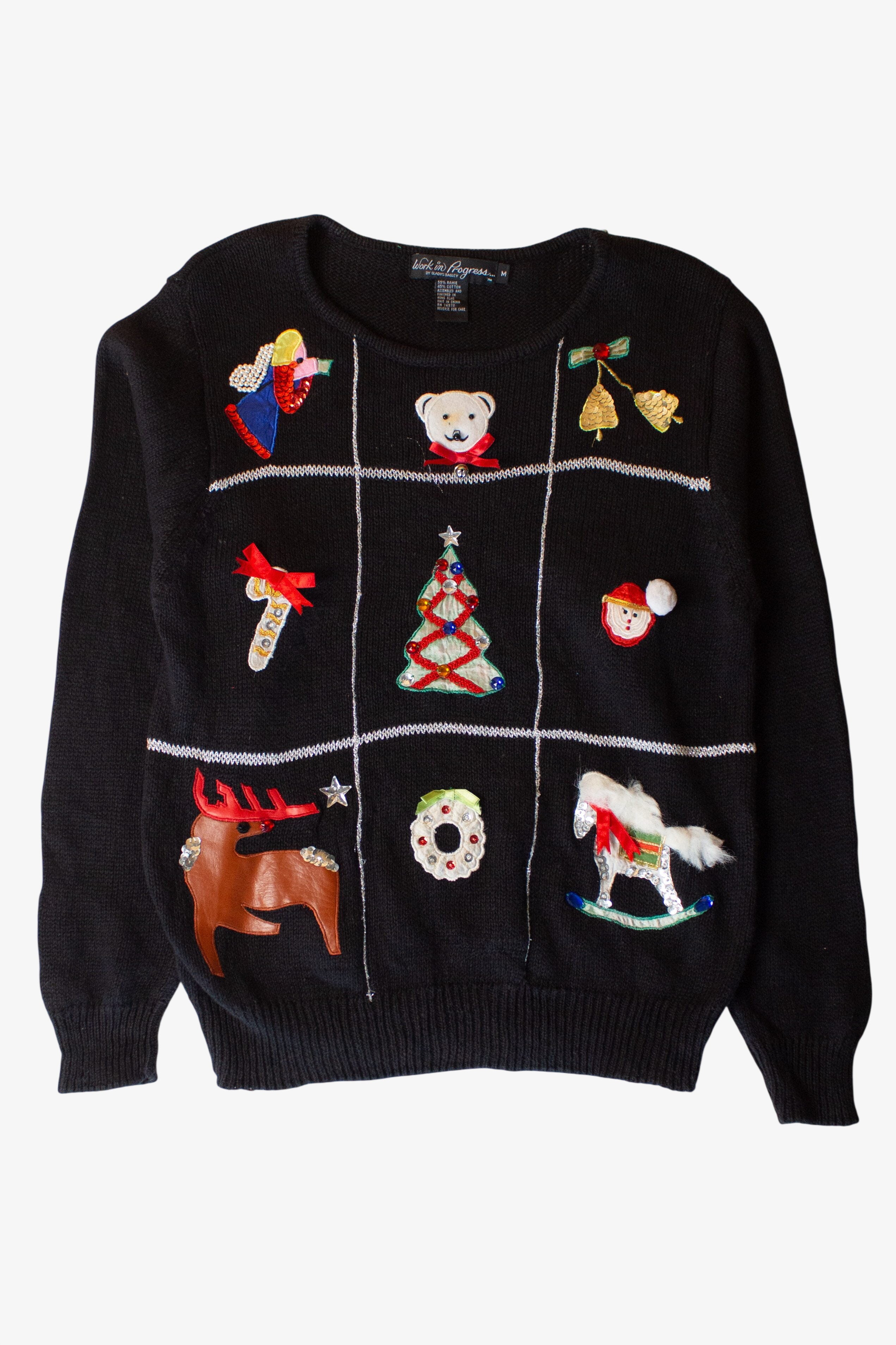 Vintage Grid Collage Ugly Christmas Sweater (1990s)