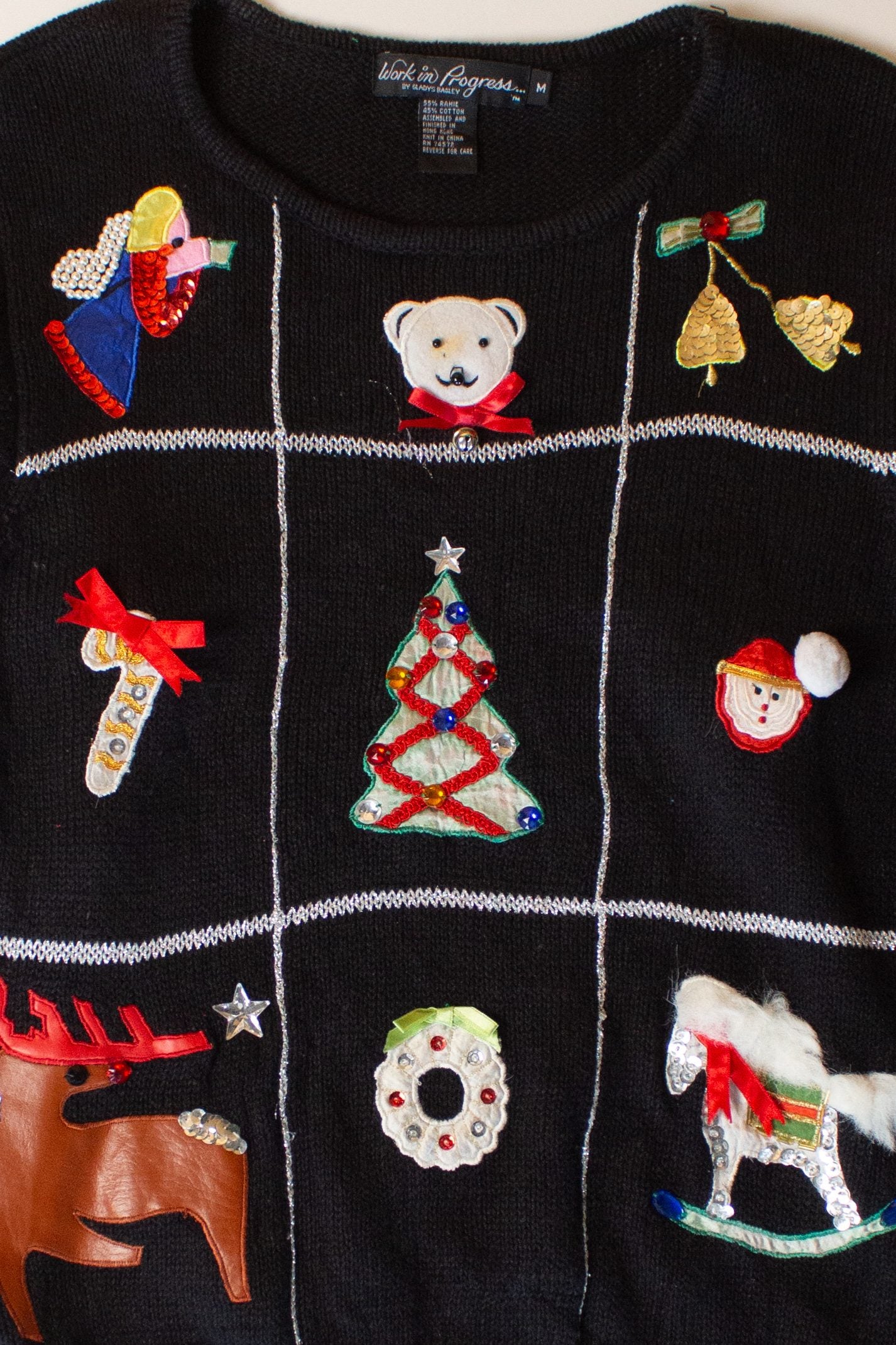 Vintage Grid Collage Ugly Christmas Sweater (1990s)
