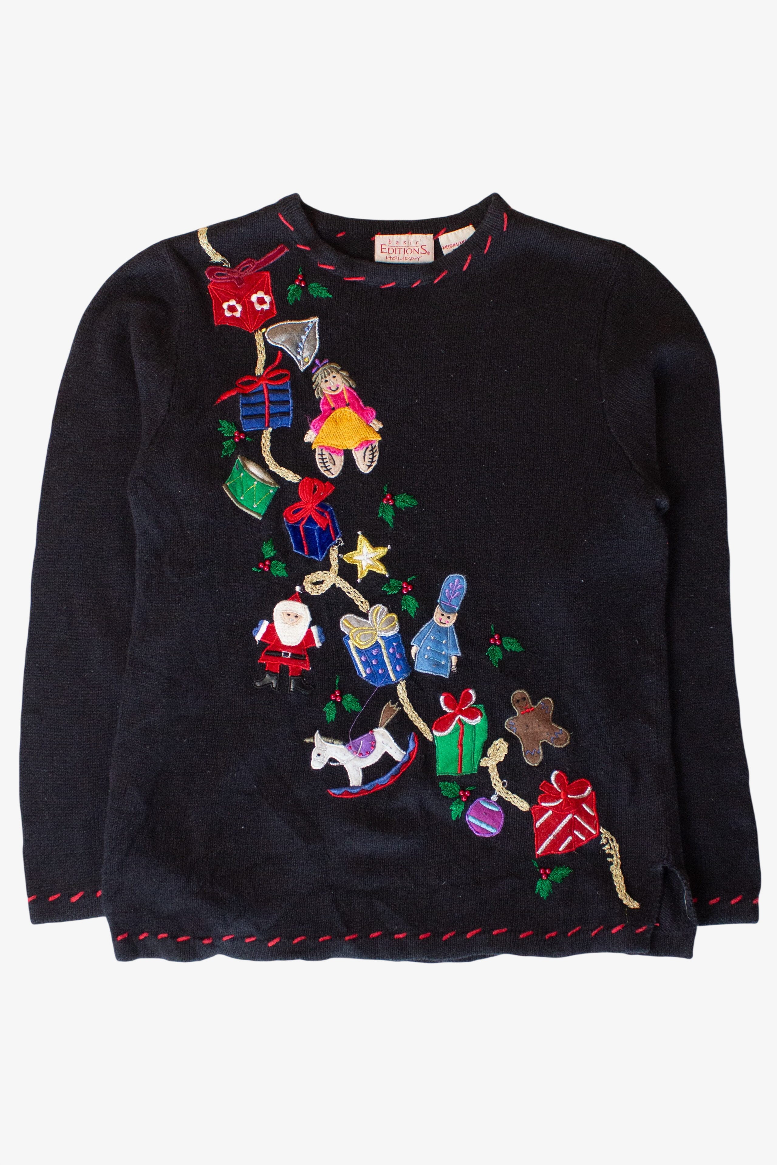 Vintage Black Basic Editions Ugly Christmas Sweater (1990s)