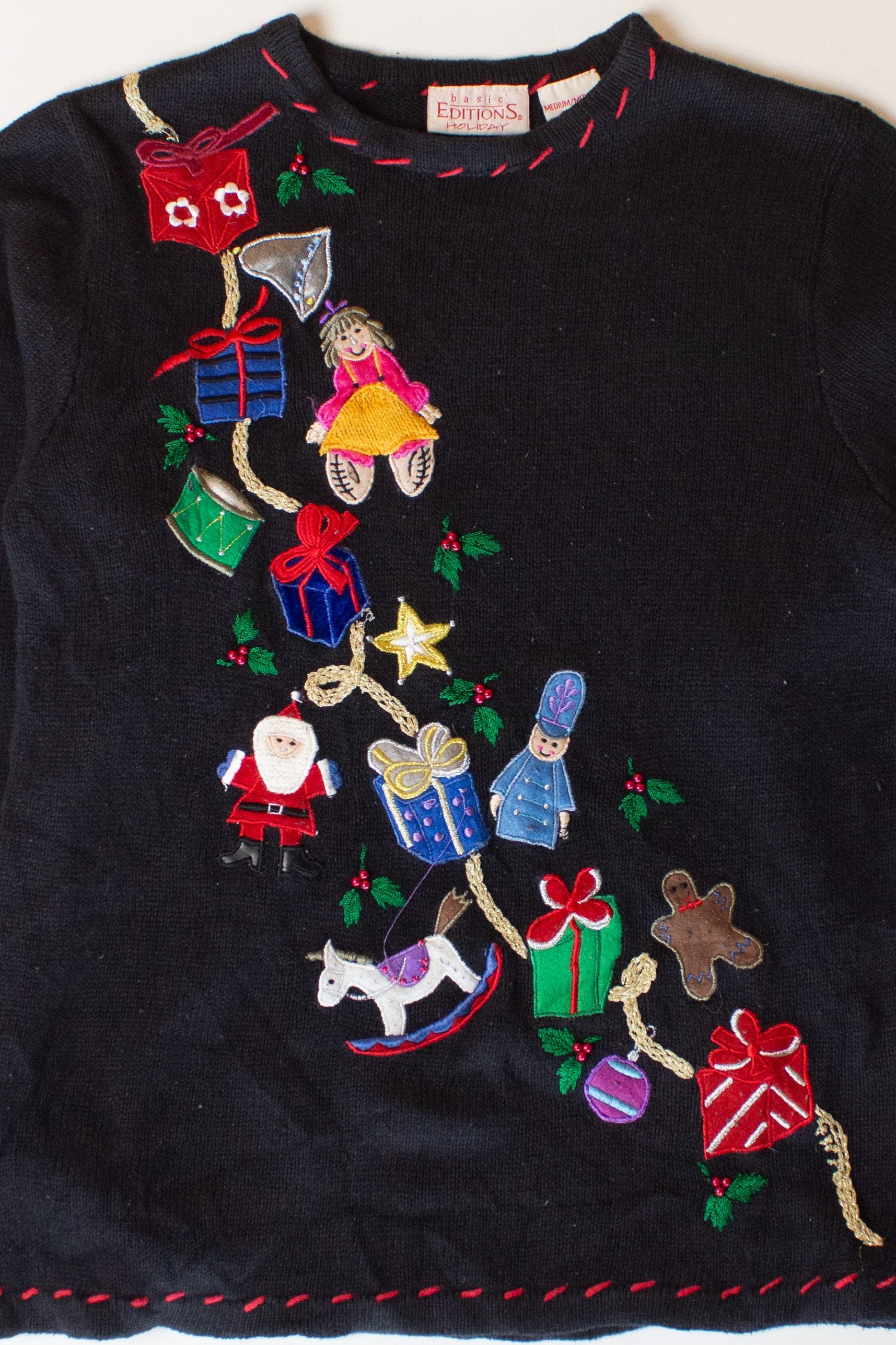 Vintage Black Basic Editions Ugly Christmas Sweater (1990s)