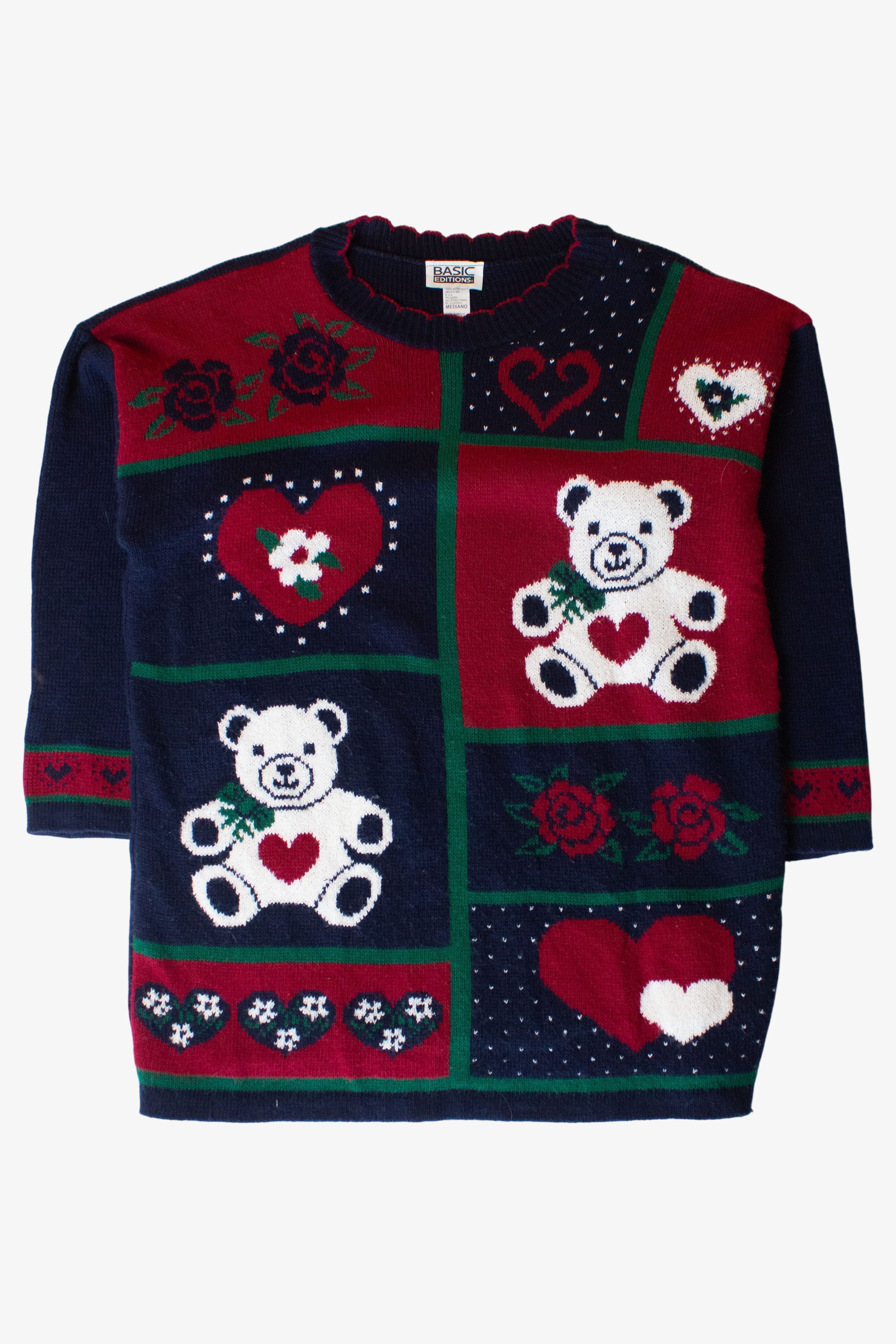Vintage Hearts & Bears Christmas Sweater (2000s)