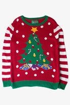 Vintage Red Striped Tree Christmas Sweater (2000s)