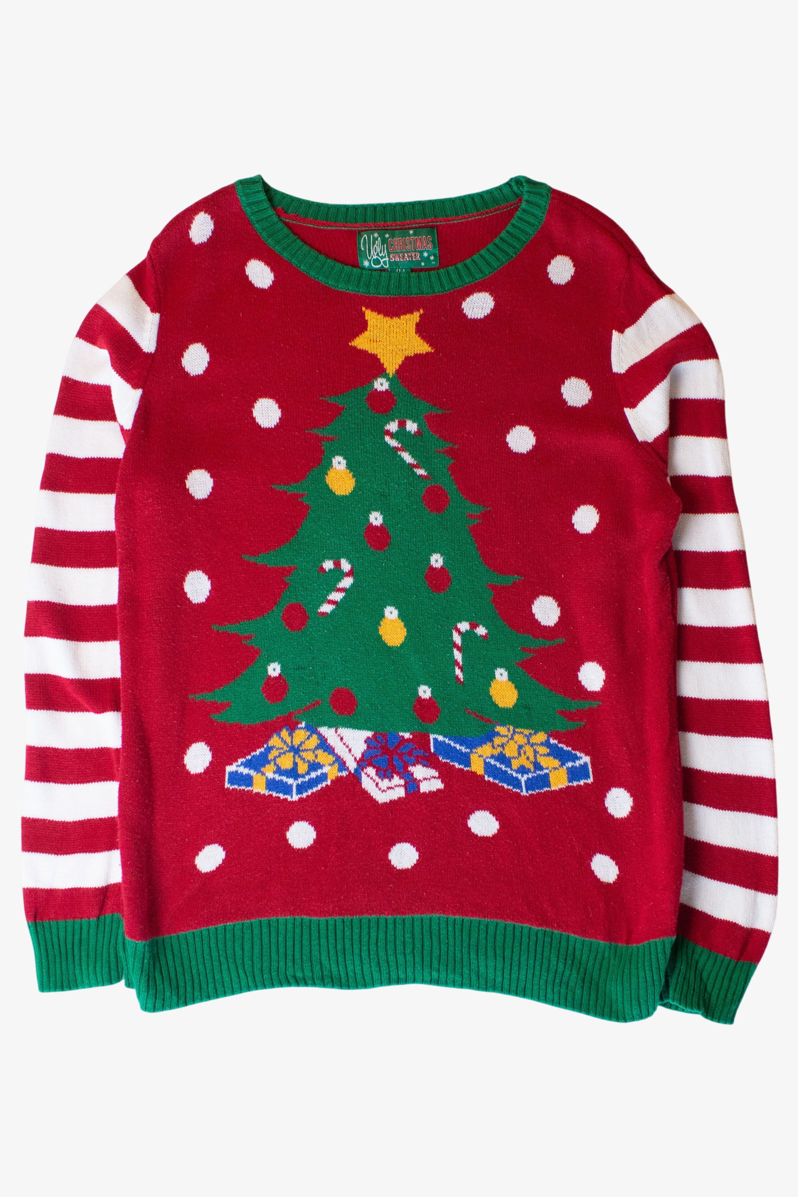 Vintage Red Striped Tree Christmas Sweater (2000s)