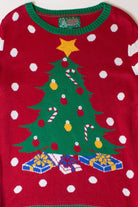 Vintage Red Striped Tree Christmas Sweater (2000s)