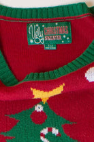 Vintage Red Striped Tree Christmas Sweater (2000s)