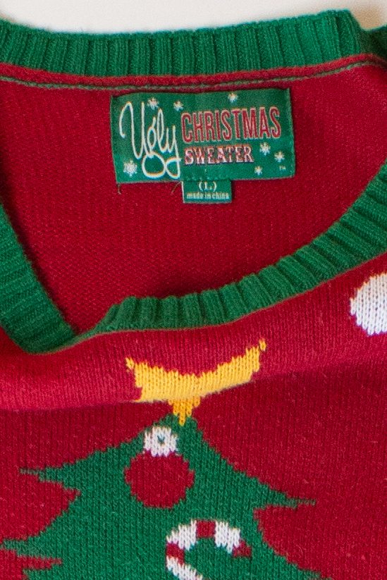 Vintage Red Striped Tree Christmas Sweater (2000s)