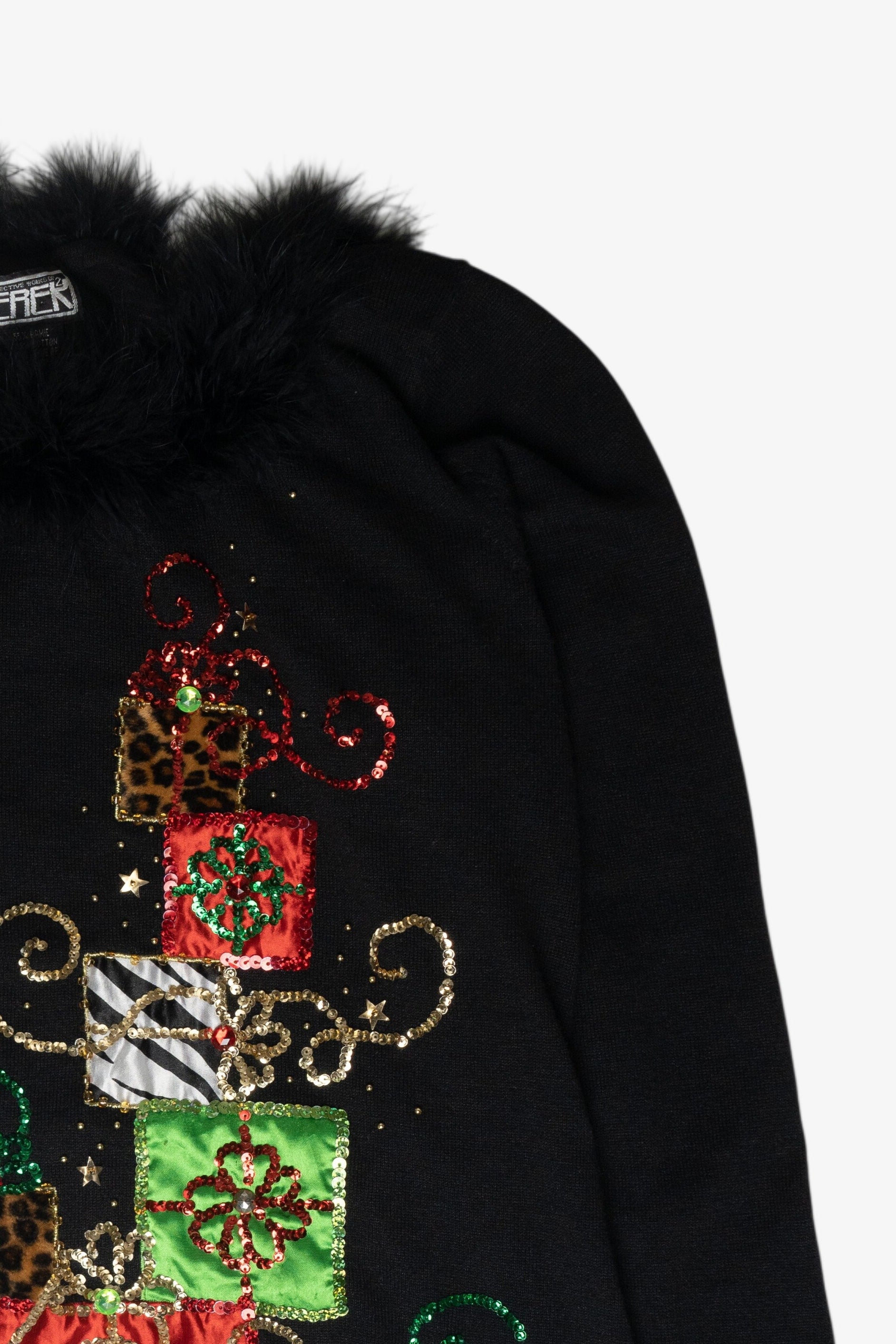 Animal Print Presents Ugly Christmas Pullover (2000s)