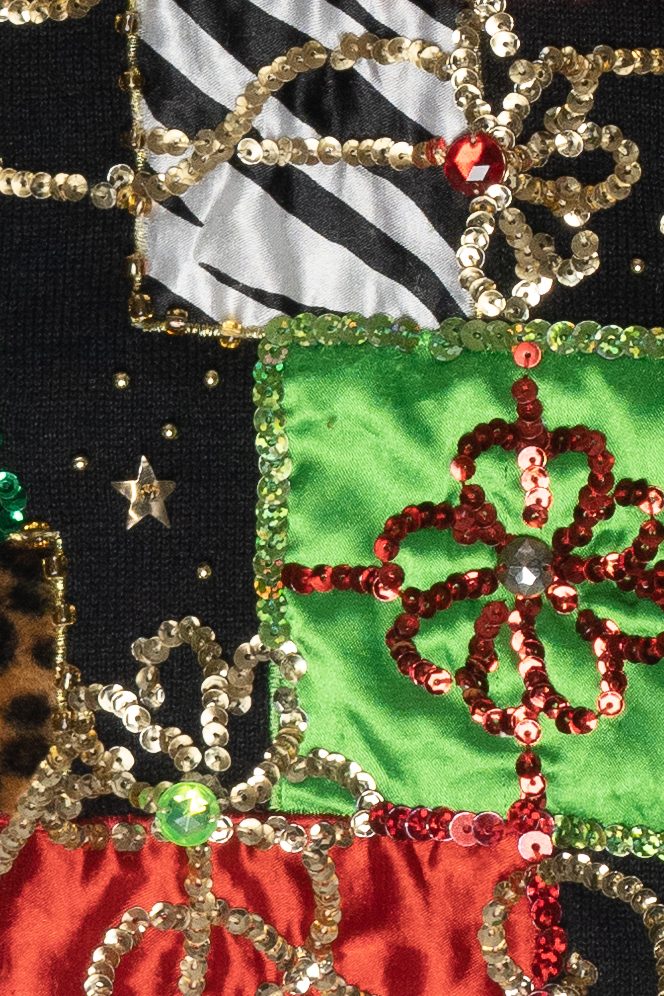 Animal Print Presents Ugly Christmas Pullover (2000s)