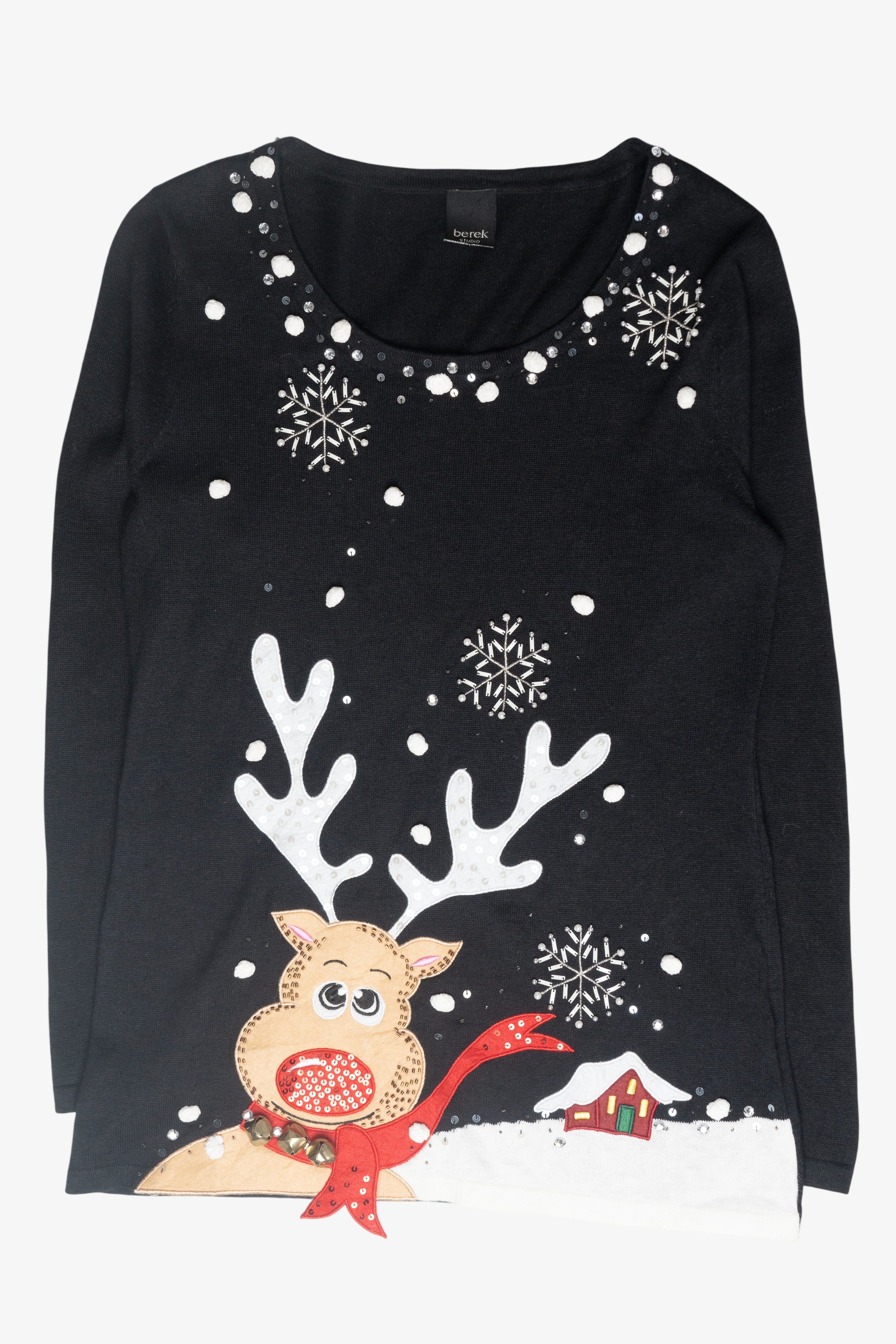 Reindeer Landscape Ugly Vintage Christmas Pullover (2000s)