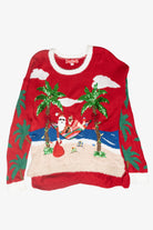 Santa Beach Day Ugly Vintage Christmas Sweater (2010s)