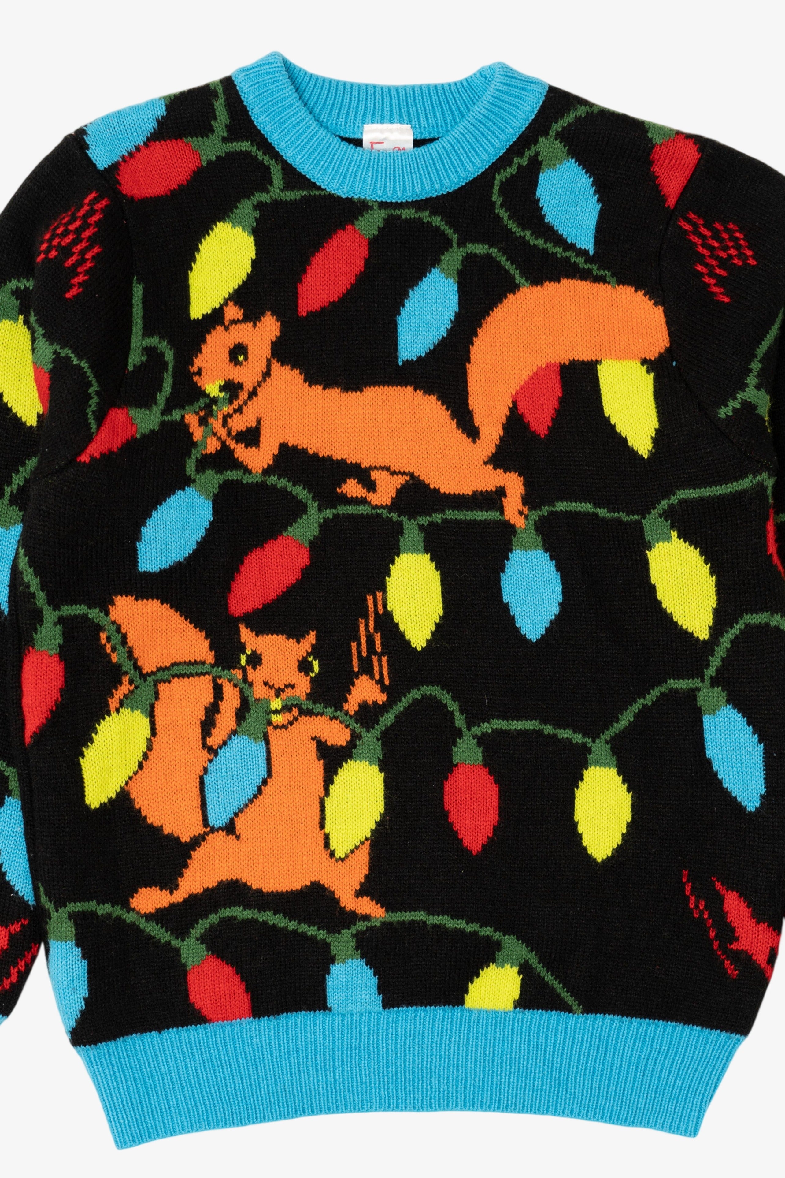 Black FunQi Gifts Squirrels Chewing On Lights Funny Ugly Christmas Pullover (2010s)