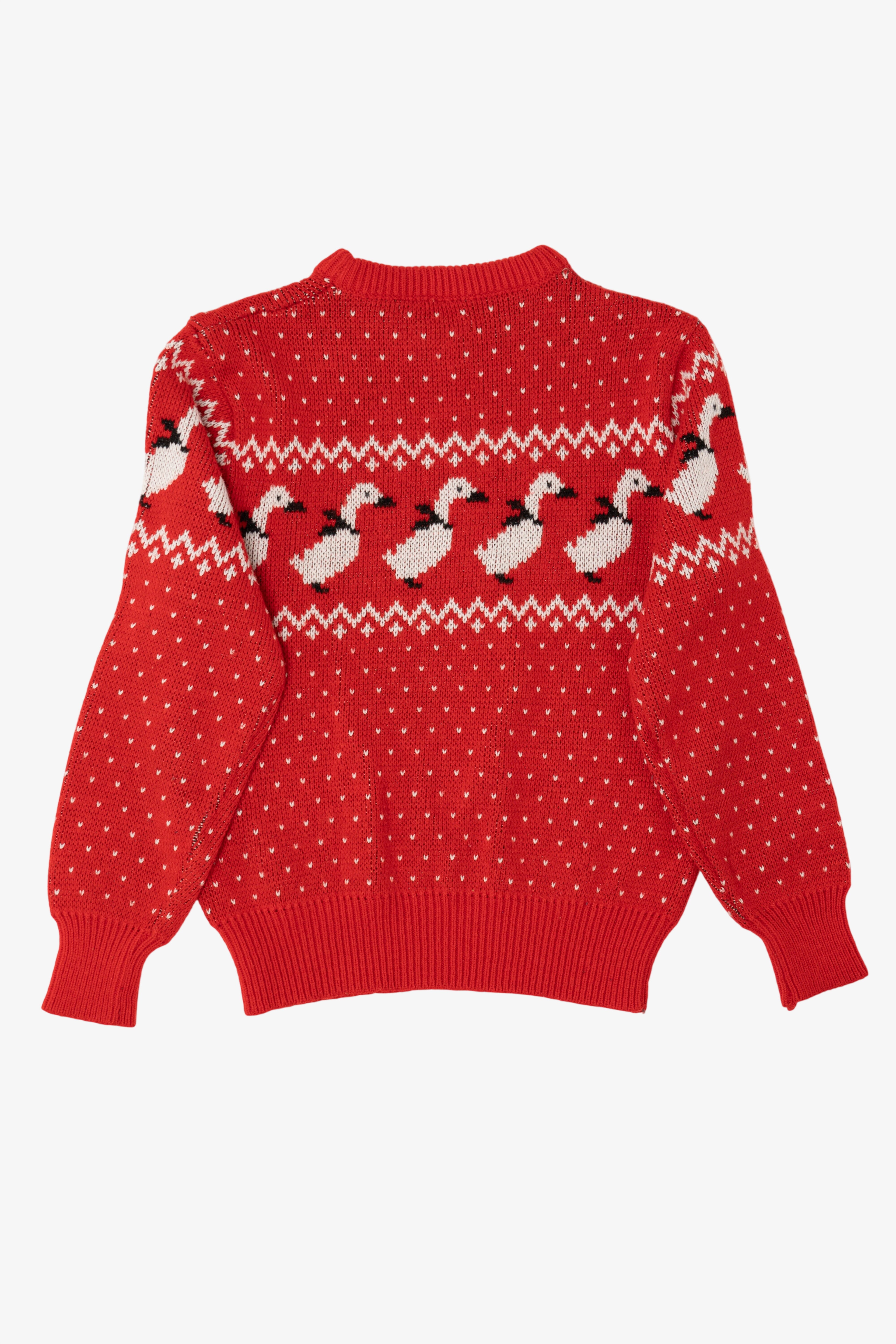 Red Ducks In Bows Ugly Christmas Pullover (2010s)