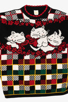 Vintage Black Holiday Time Cats Ugly Christmas Pullover (1980s)