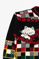 Vintage Black Holiday Time Cats Ugly Christmas Pullover (1980s)