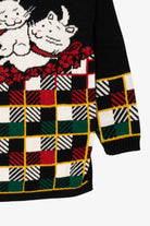 Vintage Black Holiday Time Cats Ugly Christmas Pullover (1980s)