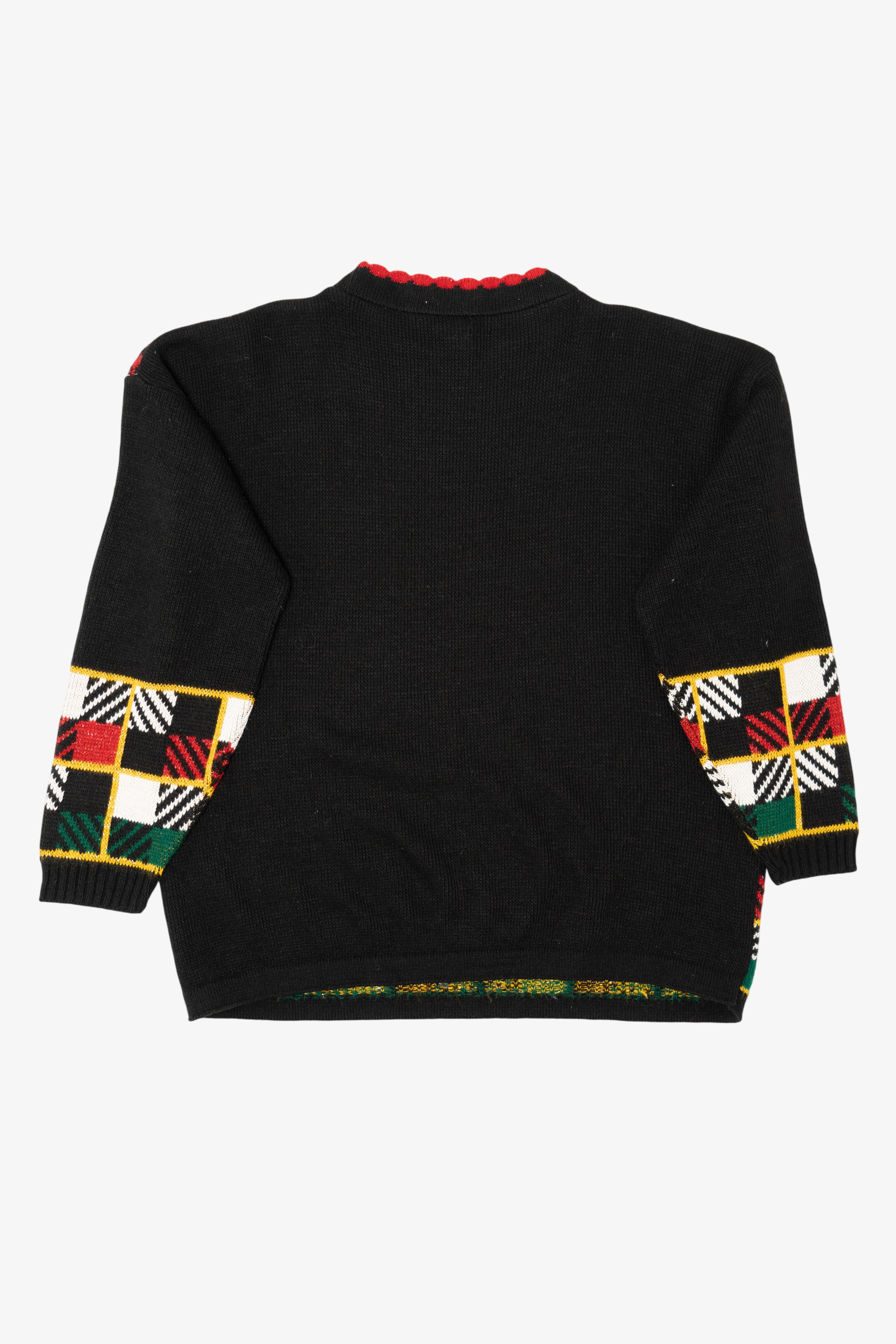 Vintage Black Holiday Time Cats Ugly Christmas Pullover (1980s)
