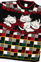Vintage Black Holiday Time Cats Ugly Christmas Pullover (1980s)