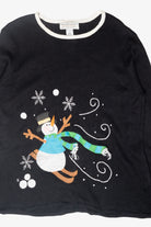 Skiing Snowman Vintage Ugly Christmas Sweater (2000s)