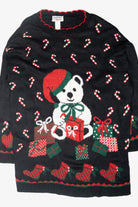 Candy Canes Maternity Size Vintage Ugly Christmas Sweater (1980s)