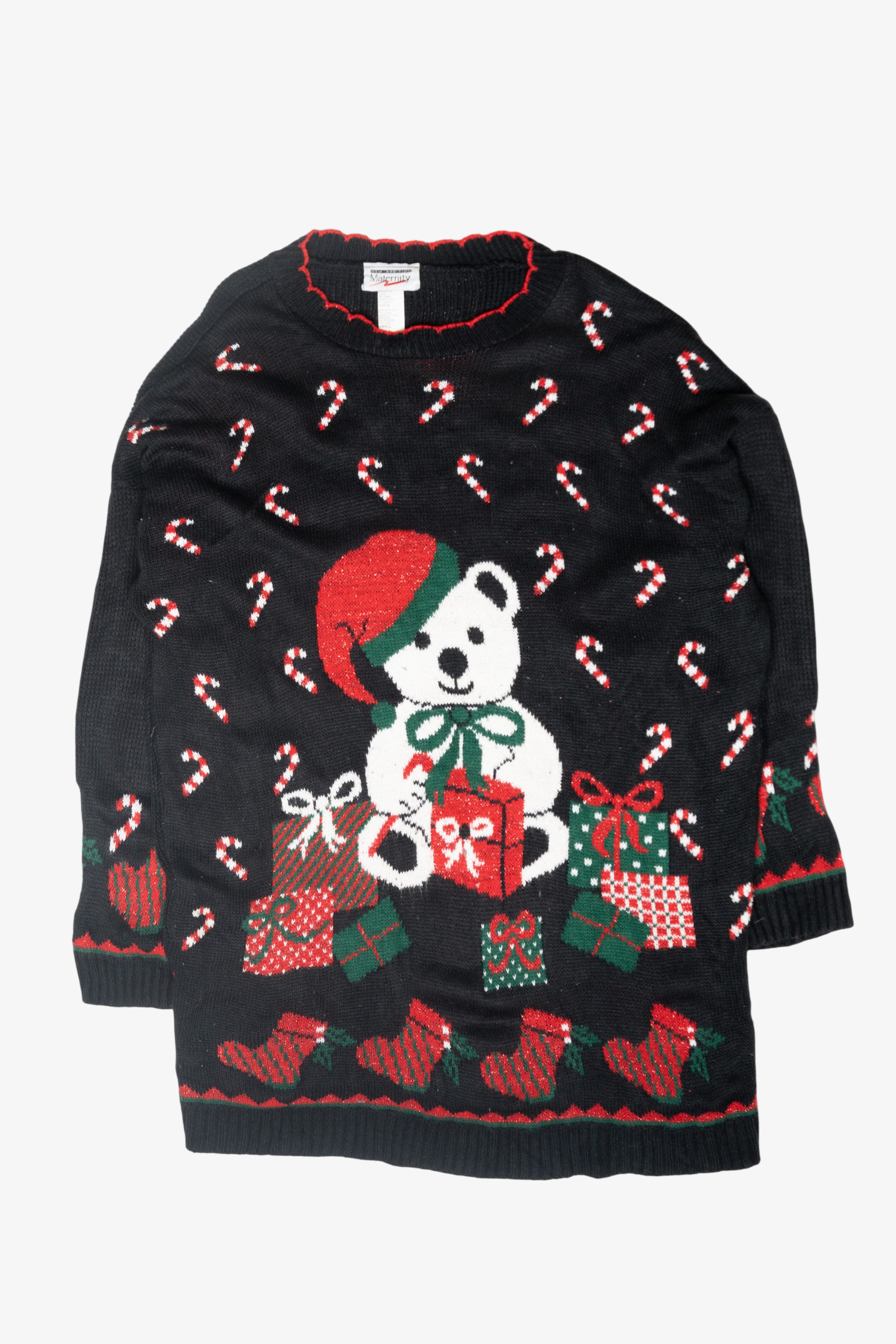 Candy Canes Maternity Size Vintage Ugly Christmas Sweater (1980s)
