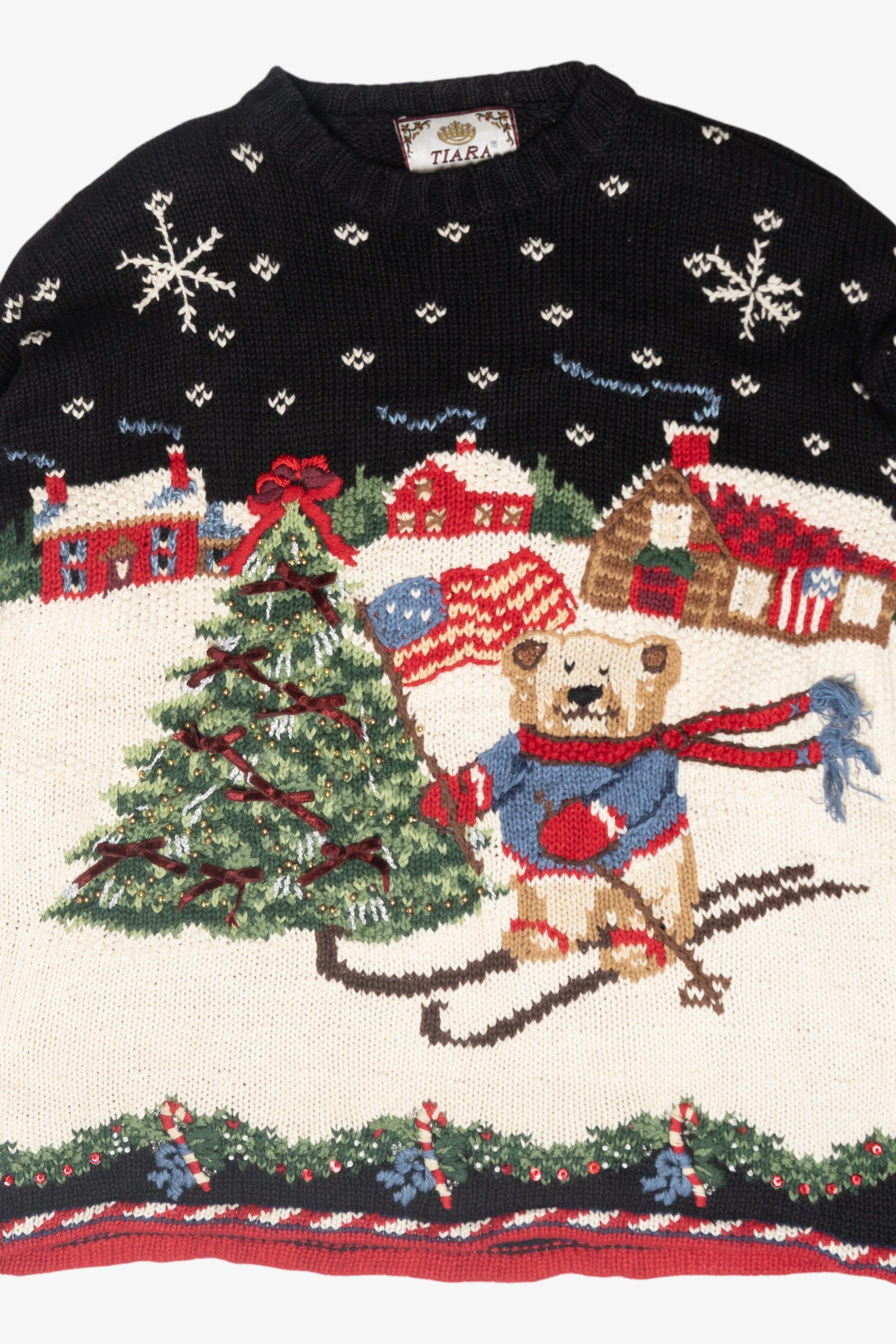 Skiing Bear USA Vintage Ugly Christmas Sweater (2000s)