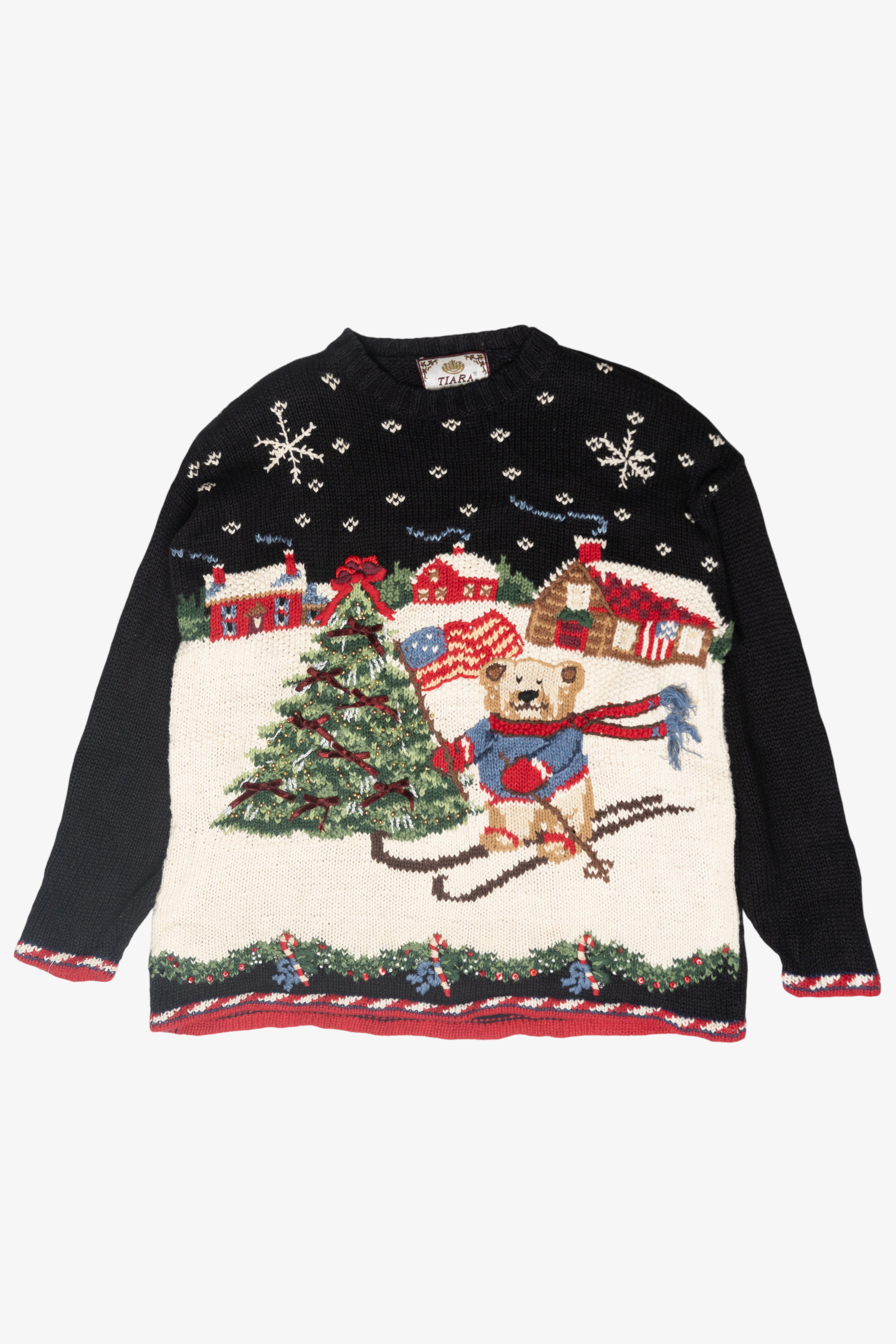Skiing Bear USA Vintage Ugly Christmas Sweater (2000s)
