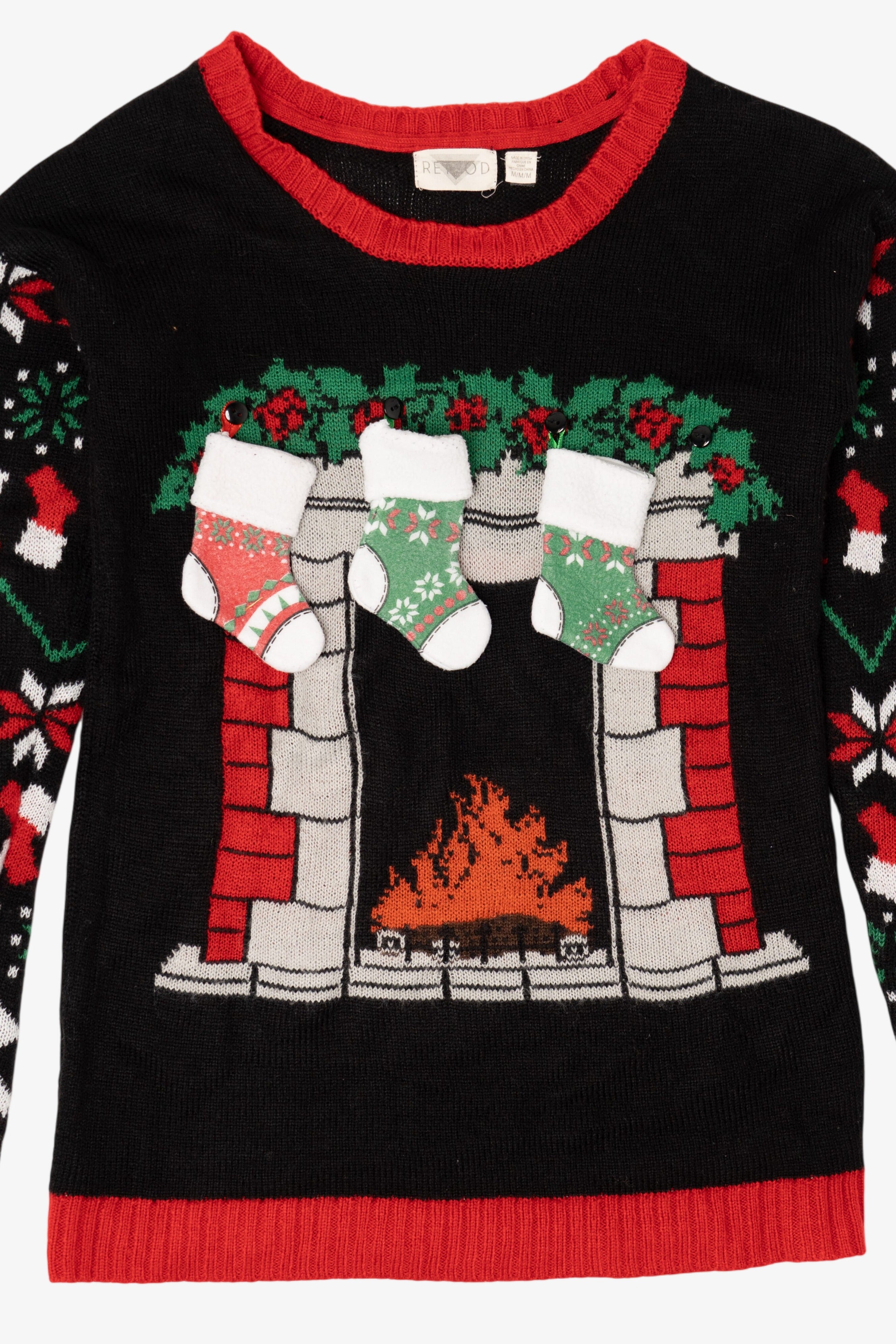 Vintage Black Remod Stockings Ugly Christmas Pullover (1990s)