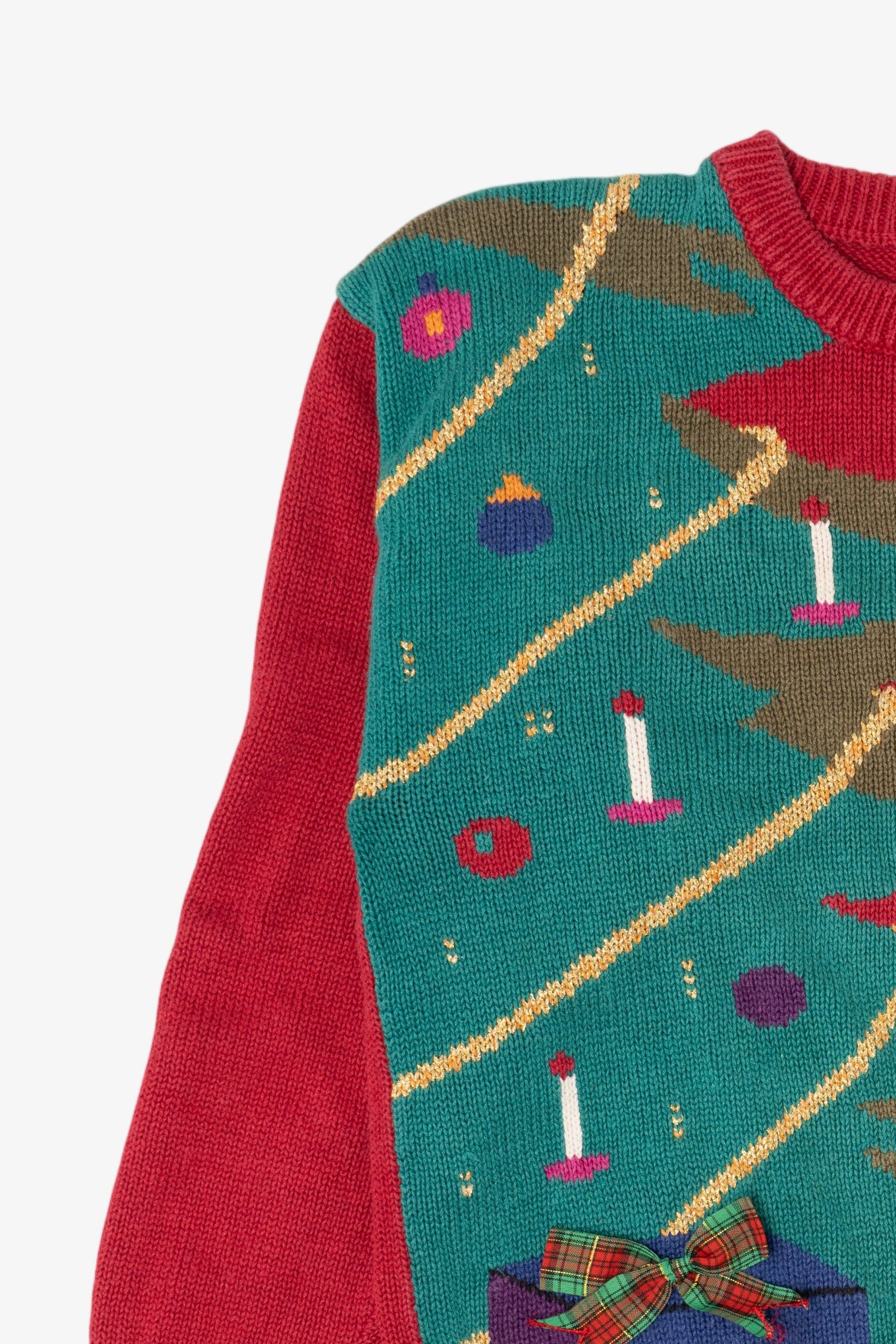 Vintage Red Holiday Traditions Nutcracker Under Tree Christmas Pullover (1990s)