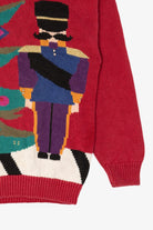 Vintage Red Holiday Traditions Nutcracker Under Tree Christmas Pullover (1990s)