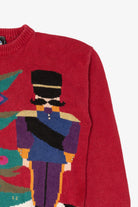 Vintage Red Holiday Traditions Nutcracker Under Tree Christmas Pullover (1990s)