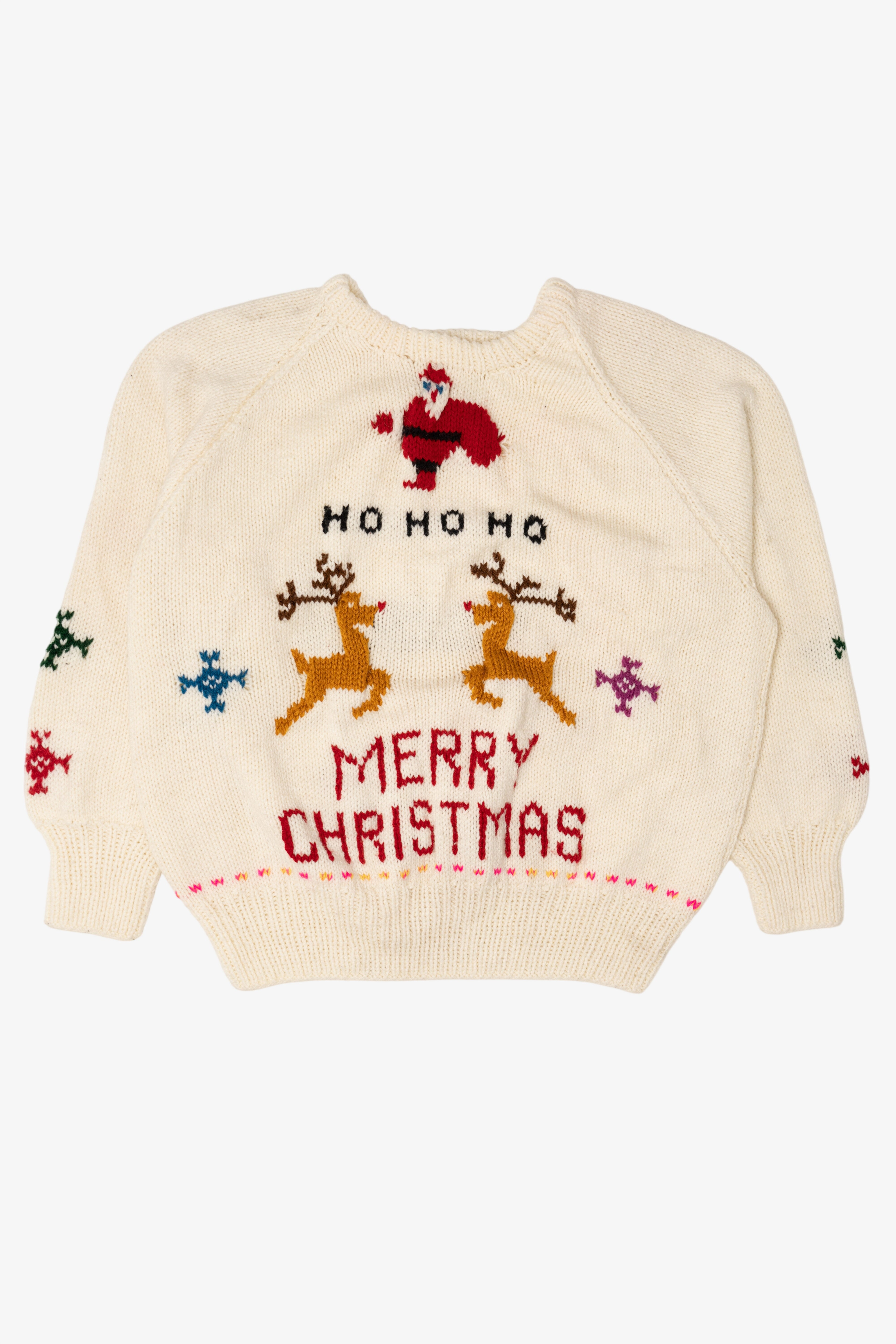 Vintage "Merry Christmas Happy New Year" Santa Ugly Christmas Pullover